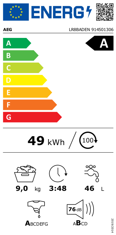 AEG LR8BADEN Wasmachine met wifi connect en 75,= cashback via AEG