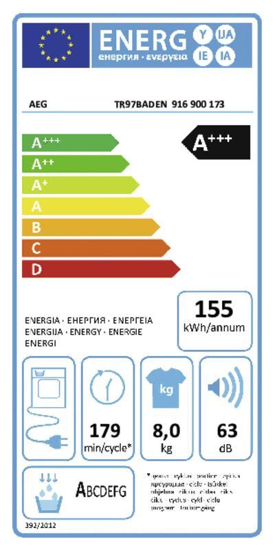 AEG TR97BADEN warmtepompdroger met 125,= cashback via AEG