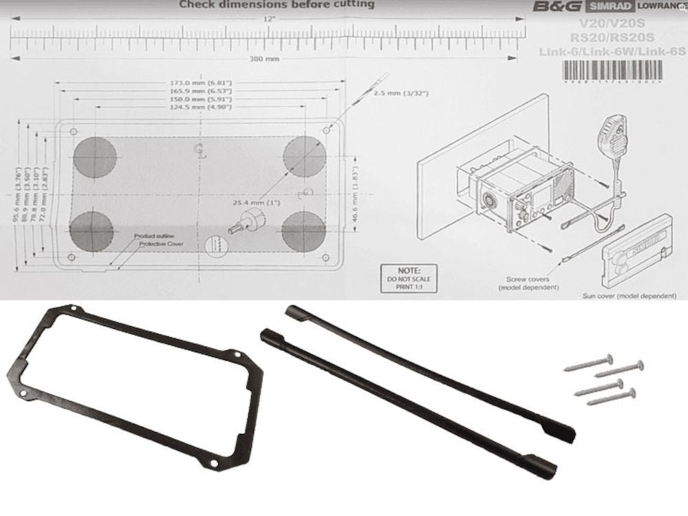 B&G VHF Flush mount kit voor RS40/V60