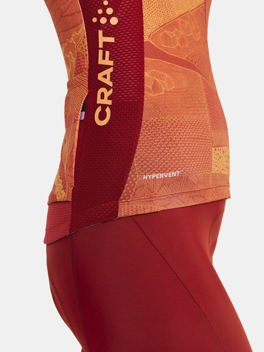 Craft ADV Endurance Graphic fietsshirt korte mouwen oranje/rood dames