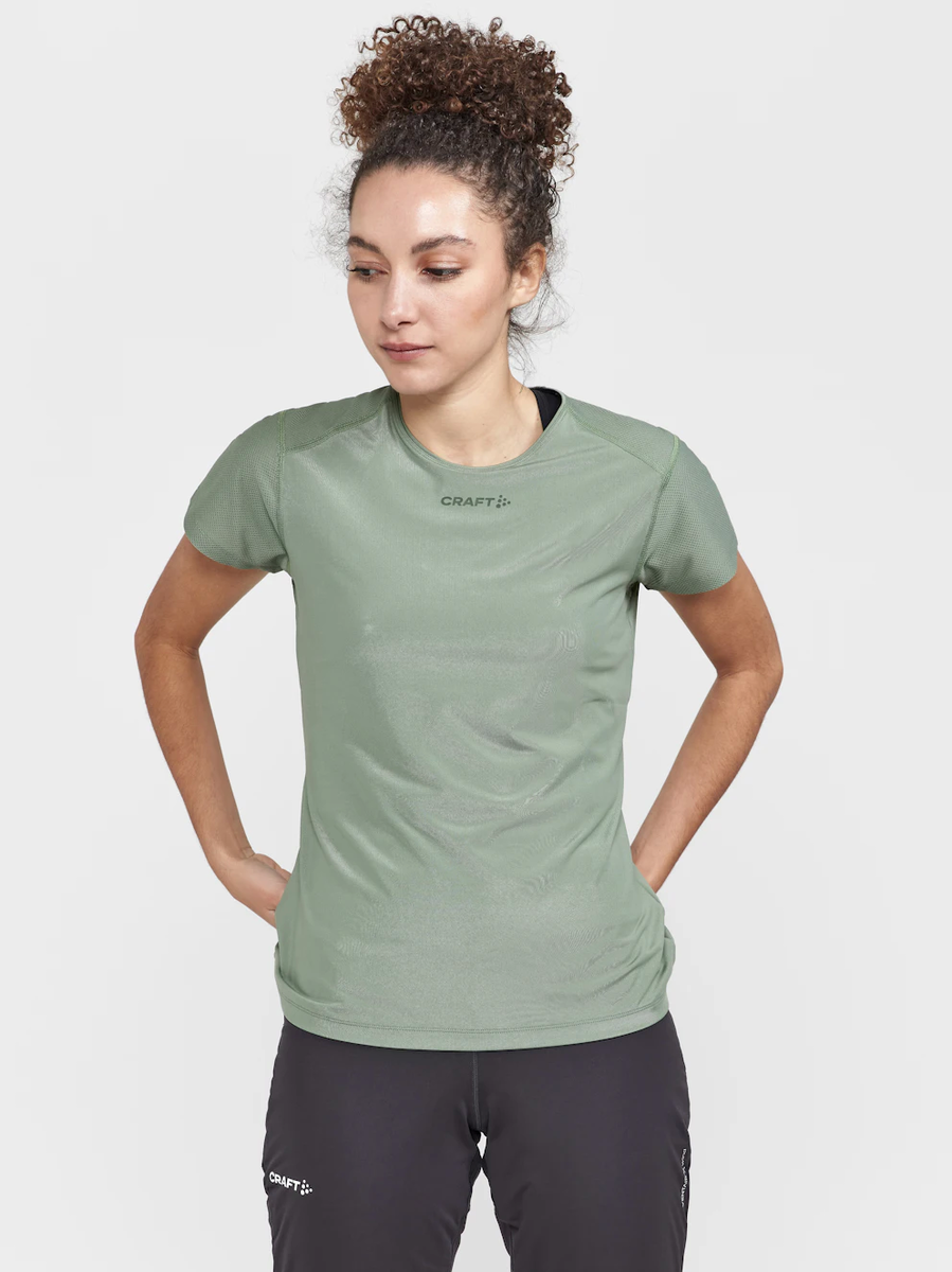 Craft ADV Essence SS Slim Tee hardloop- sporshirt korte mouwen groen dames