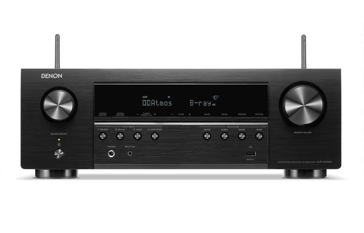 Denon AVR-S760HBKE2 Surround receiver met 3D audio, 4K en 8K HDMI, HEOS ingebouwd