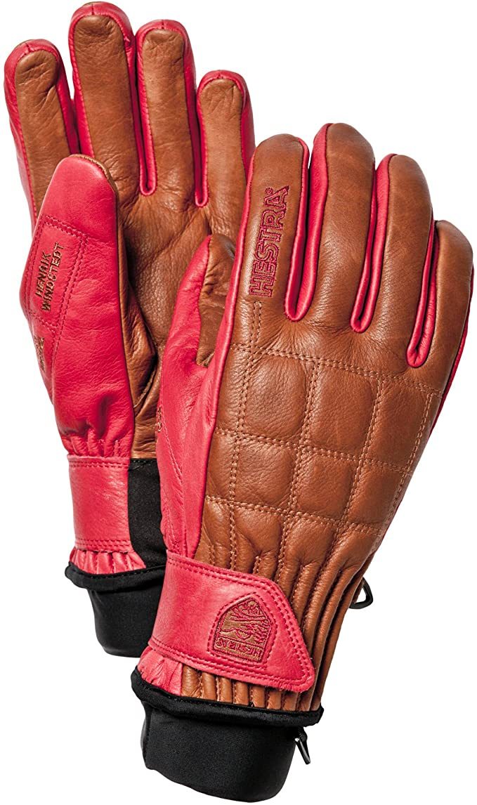 Hestra Henrik Lether Pro Model skihandschoenen bruin/rood