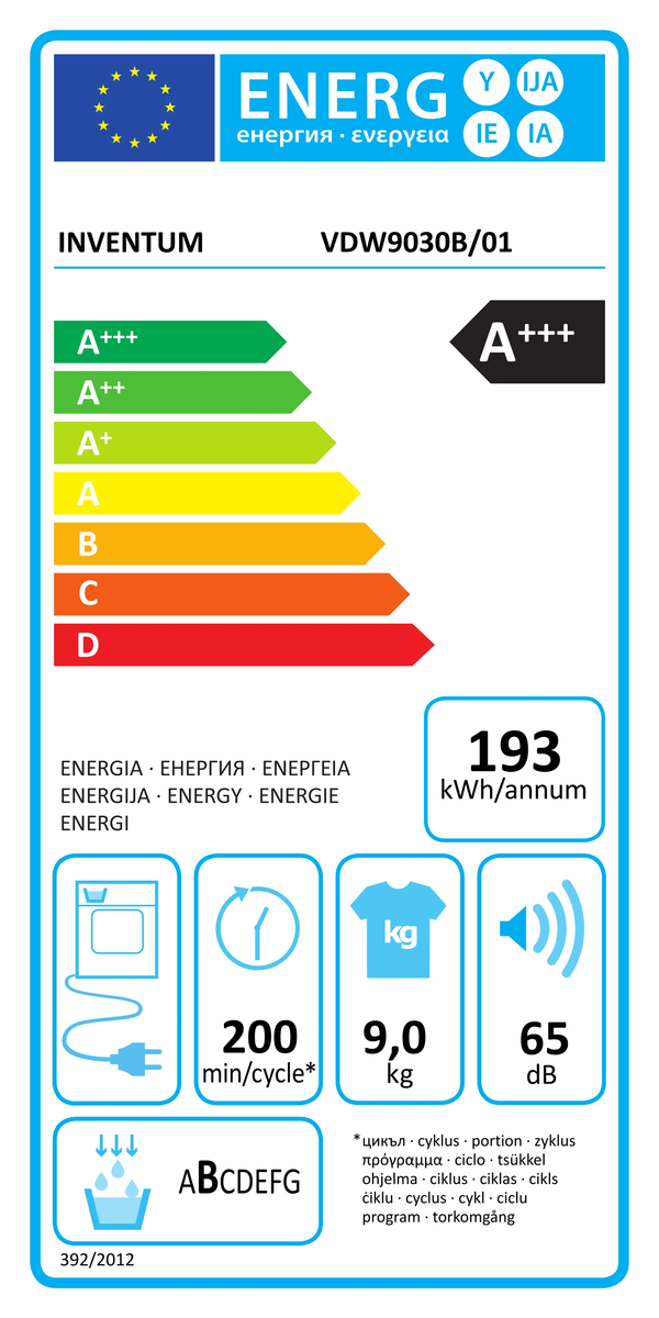 Inventum VDW9030B zwart warmtepompdroger