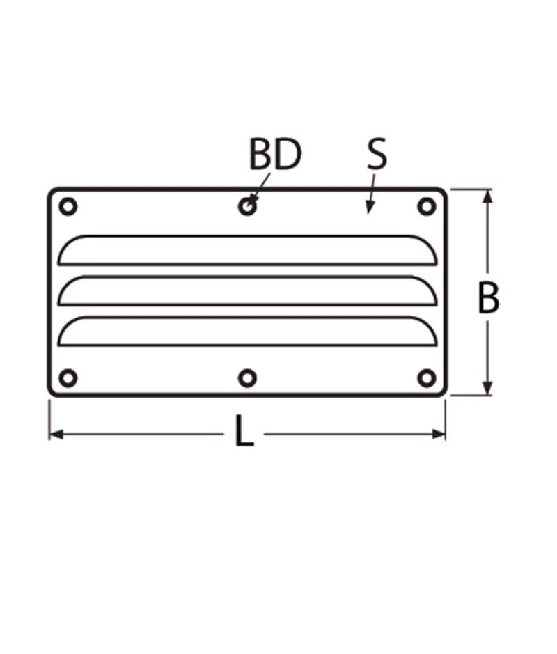 Marinetech Ventilatierooster 127 x 66 mm