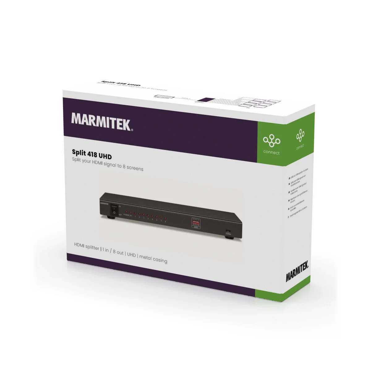 Marmitek Split 418 splits het signaal van uw HDMI uitgang, 3D, 1xin, 8xuit