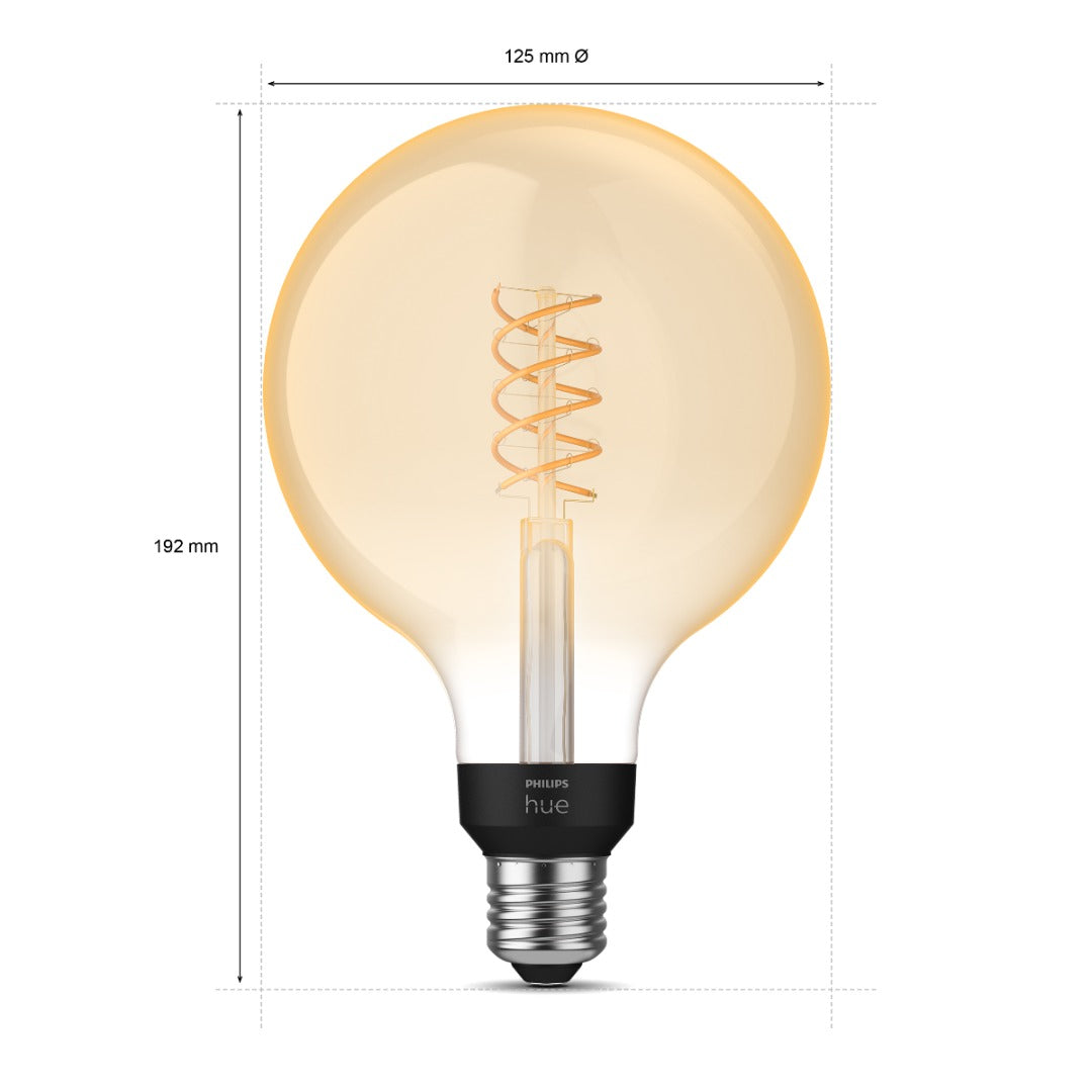 Philips HueW 7.2W Fil G125 E27EU smart lichtbron in design vintage kooldraad lamp