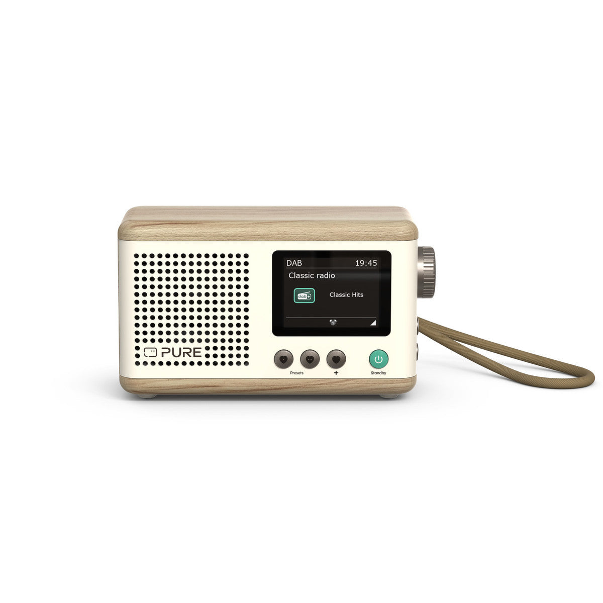 Pure Classic Mini Cotton Wit/Eiken, portabel DAB+ radio met Bluetooth