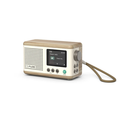 Pure Classic Mini Cotton Wit/Eiken, portabel DAB+ radio met Bluetooth