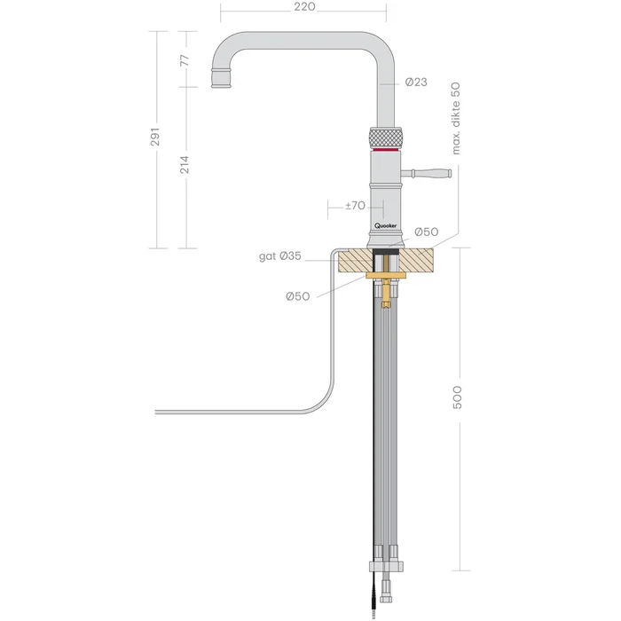 Quooker Classic Fusion Square RVS met COMBI+ reservoir 7 liter