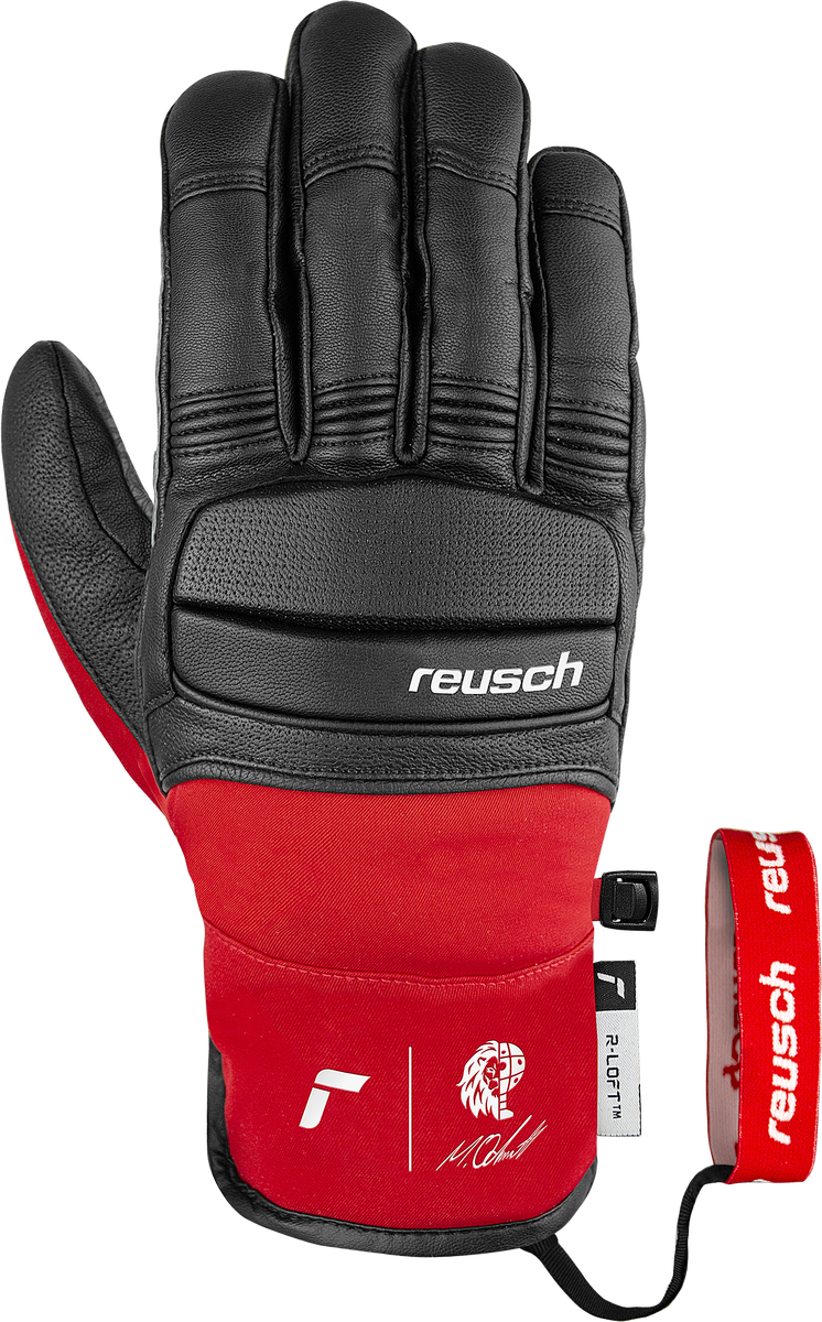 Reusch Marco Odermatt skihandschoenen leer zwart/rood heren