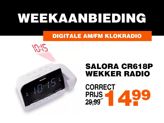 Salora CR618P digitale AM/FM klokradio, wekker radio