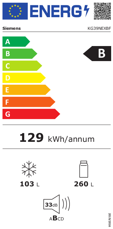 Siemens KG39NEXBF Koelvries combinatie met No Frost