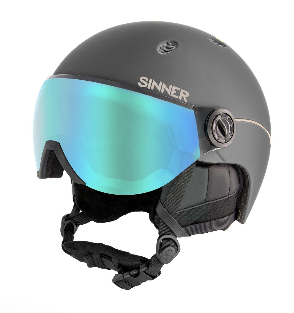 Sinner TITAN VISOR skihelm mat donker grijs