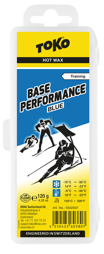 TOKO Base Performance Hot Wax Blue 120 gram ski en snowboard wax