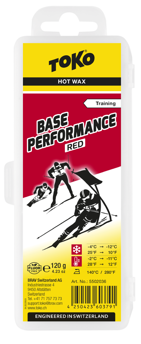 TOKO Base Performance Hot Wax Red 120 gram ski en snowboard wax