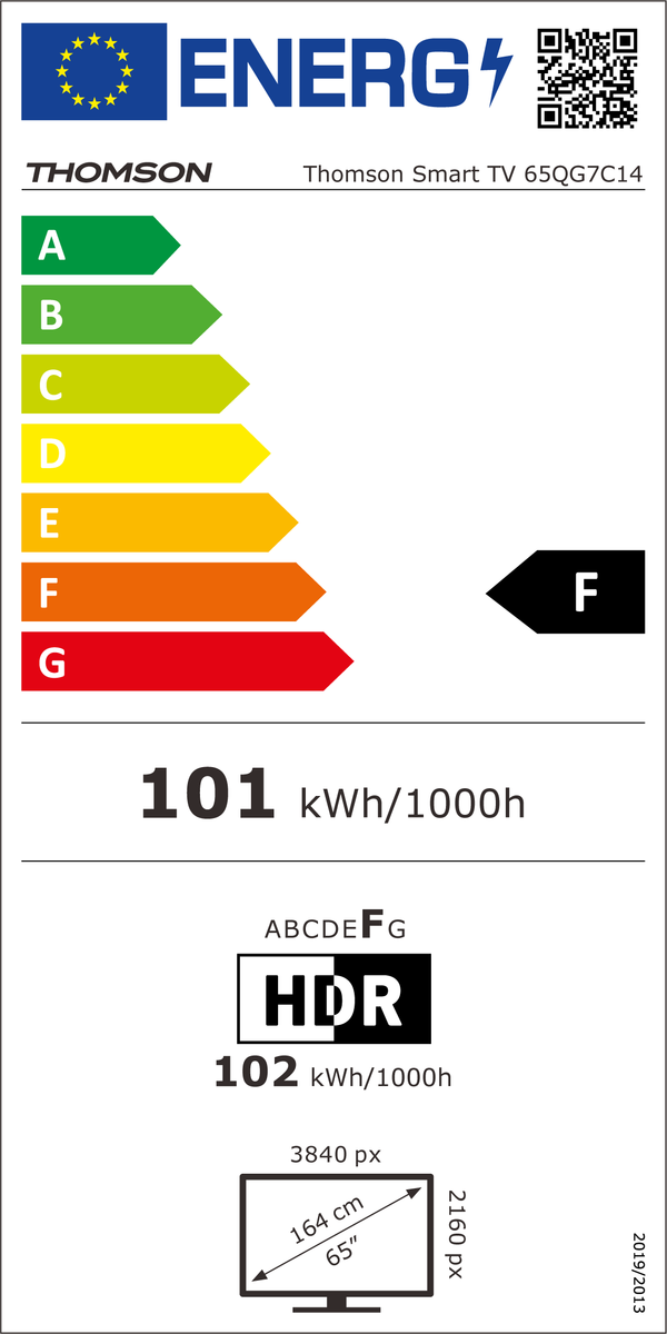 Thomson 65QG7C14 QLED Pro scherm met Google smart TV