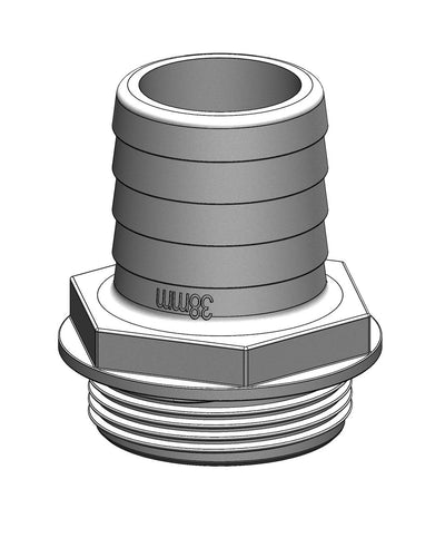 TruDesign Aquavalve 1 1/2 inch BSP buitendraad met 38 mm slangtule wit kunststof