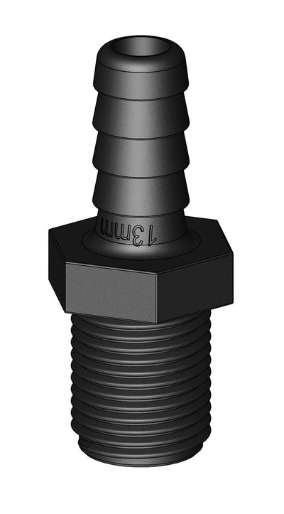 TruDesign Slangpilaar 1/2 inch BSP buitendraad met 13 mm slangtule zwart kunststof