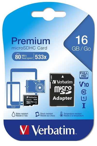 Verbatim VB44082 Micro SDXC Card 16Gb Class 10 inclusief adapter