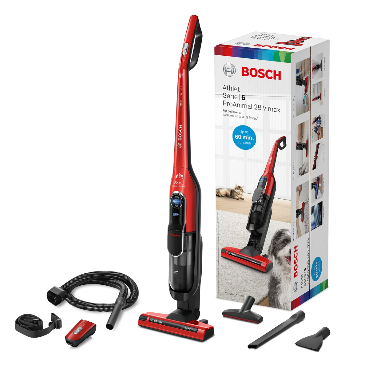 Bosch BCH86PET1 serie 6 Athlet ProAnimal,steelstofzuiger met Soft touch handvat