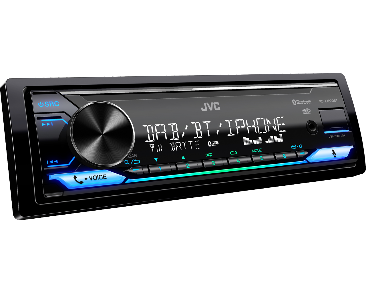 JVC KD-X482DBT autoradio met DAB+ tuner en vario kleuren verlichting