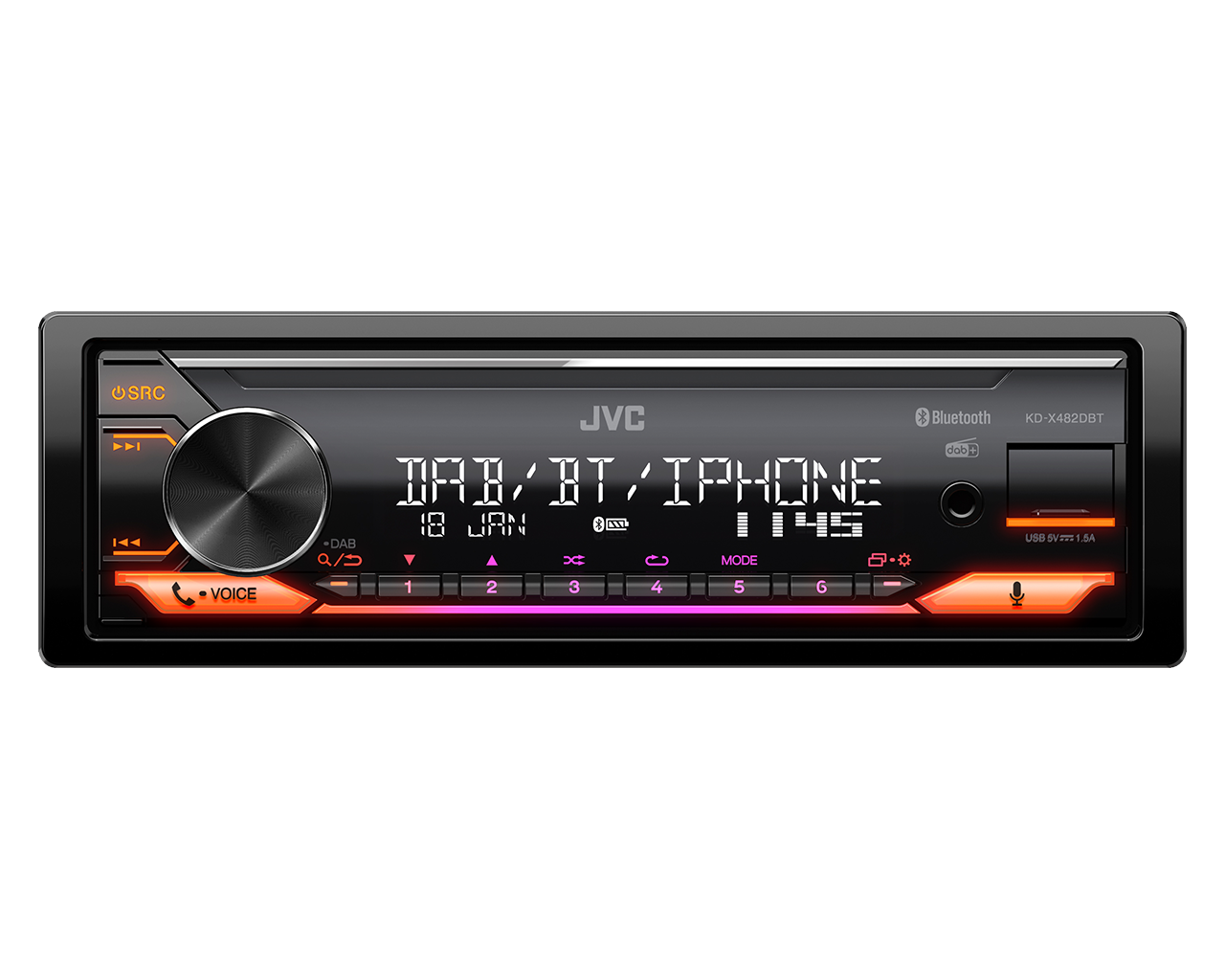 JVC KD-X482DBT autoradio met DAB+ tuner en vario kleuren verlichting