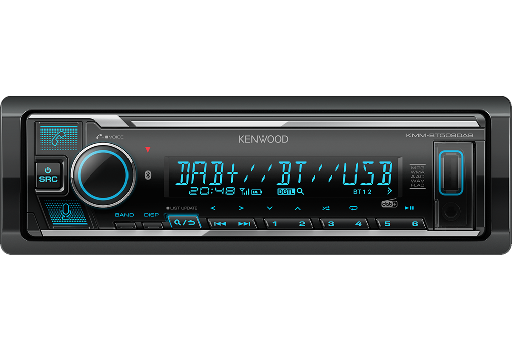 Kenwood KMM-BT508DAB autoradio met DAB+ tuner en vario kleuren verlichting