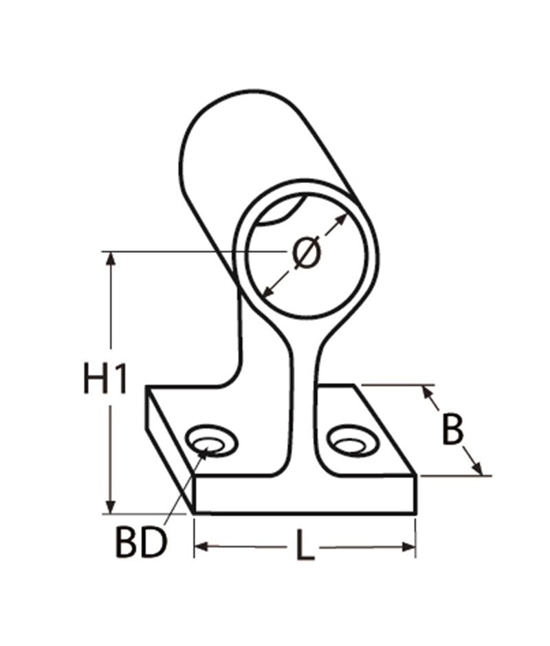 Marinetech 8207422 50 Handrailing Middenstuk 60° 22x50 mm