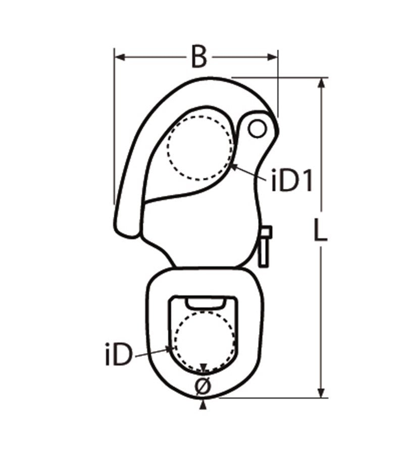 Marinetech 82524070 Snapsluiting met Warteloog 70mm BL: 1.800kg