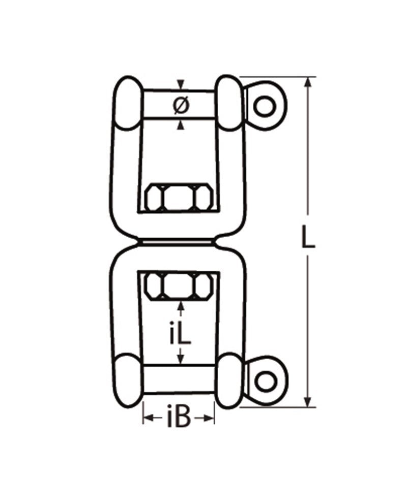 Marinetech 8256406 Dubbele Wartelsluiting 6mm x 66mm BL: 1350kg