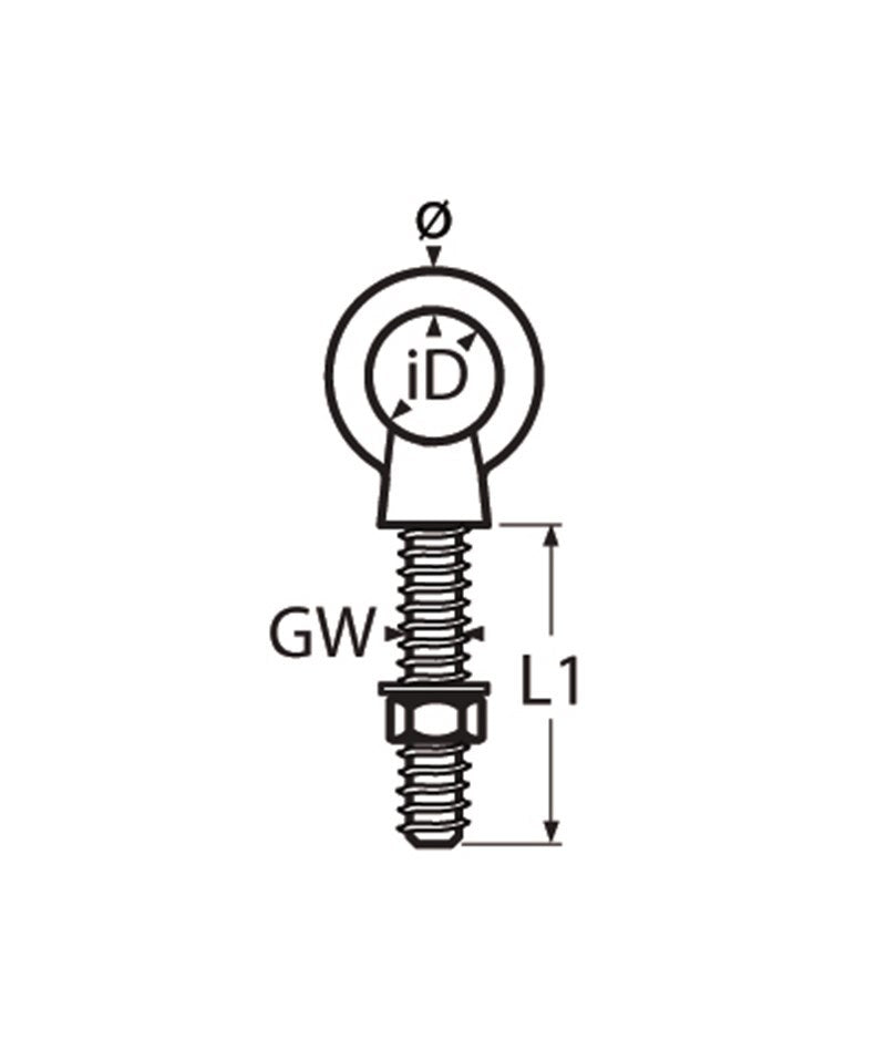 Marinetech 8267406 060 Oogbout met Metrische Draad M6x60