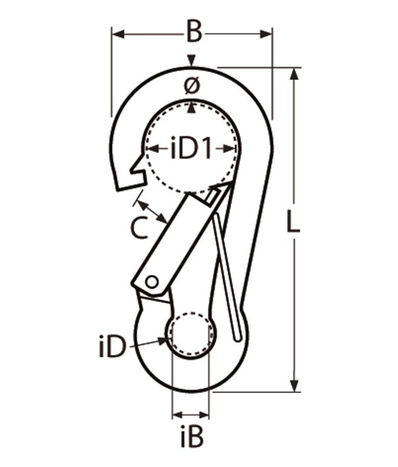 Marinetech 8948408 80 Karabijnhaak met Veiligheidssluiting 8x80 mm BL: 508kg