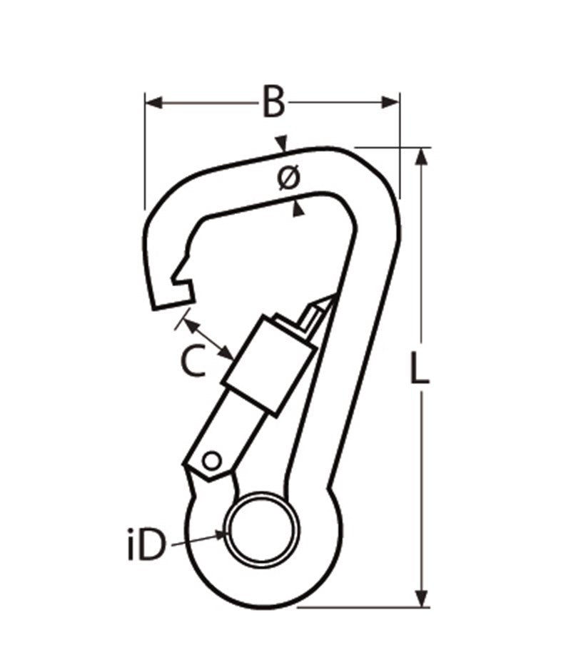 Marinetech 8951411 120 Karabijnhaak Asym. met Kous en Schroefsluiting 11x120 mm BL:1260