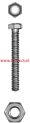 Marinetech 9093345  20 Tapbout + Moer PK/ZAAGSNEDE 5x20 (8stk) DIN933