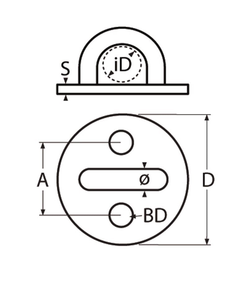 Marinetech Dekoog Rond 5mm met ronde grondplaat 33mm