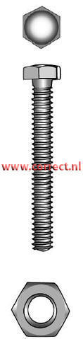 Marinetech Tapbout+Moer PK/Zaagsnede 6x50 (4st) DIN933