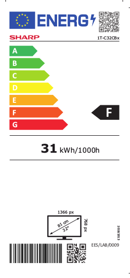 Sharp 32CB3E televisie met HD-tuner geschikt voor  DVB-T/T2/C/S/S2